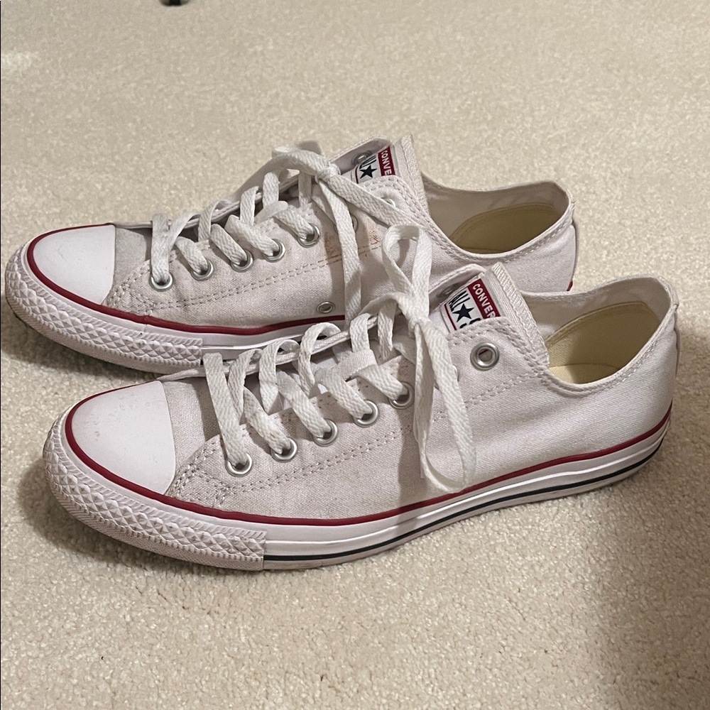 Converse All Star White Sneakers with Red Trim
